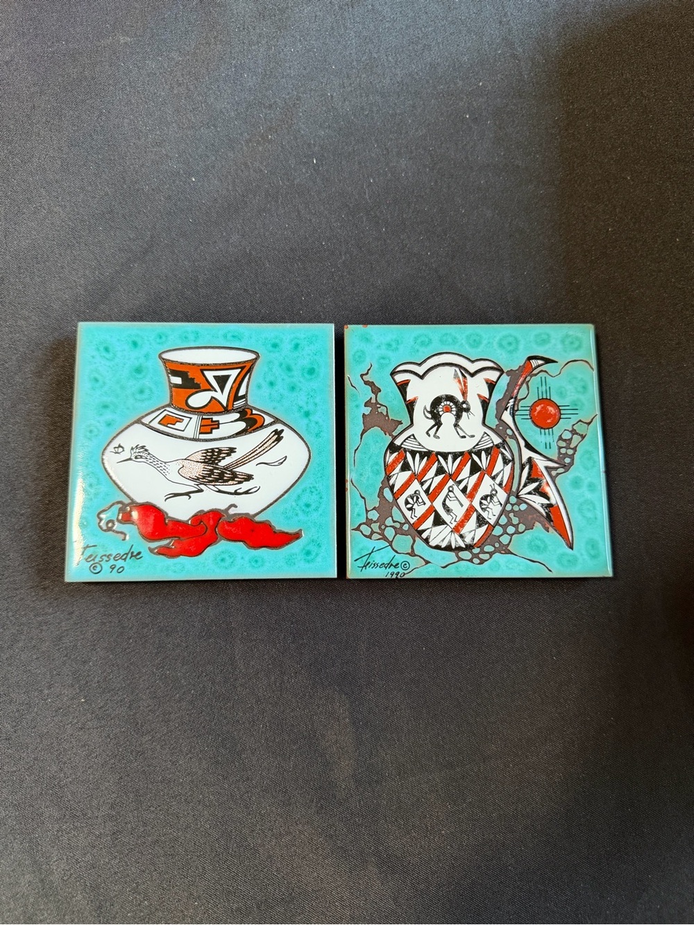 Vintage Cleo Teissedre Tile Art Set